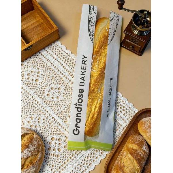 Micro Perforated Flat Satchel Kraft Paper Bag With Clear Window Fresh And Breathable Bakery Bag Bread Bag Food Bag