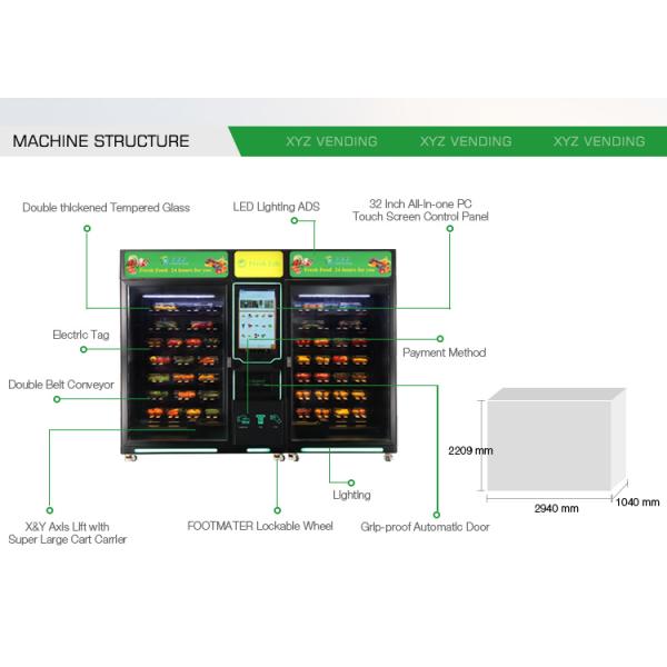 XYZ Metal Steel Frame XY Axis Elevator Fresh Vegetables Fruit Smart Touch Screen Vending Machine Touch Screen
