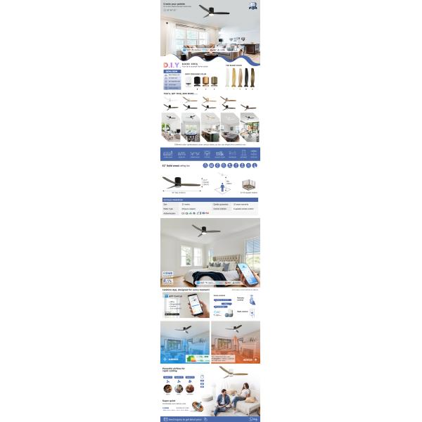 Modern Decorative Remote LED Ceiling Fan Flush Mount 3 Color Lighting