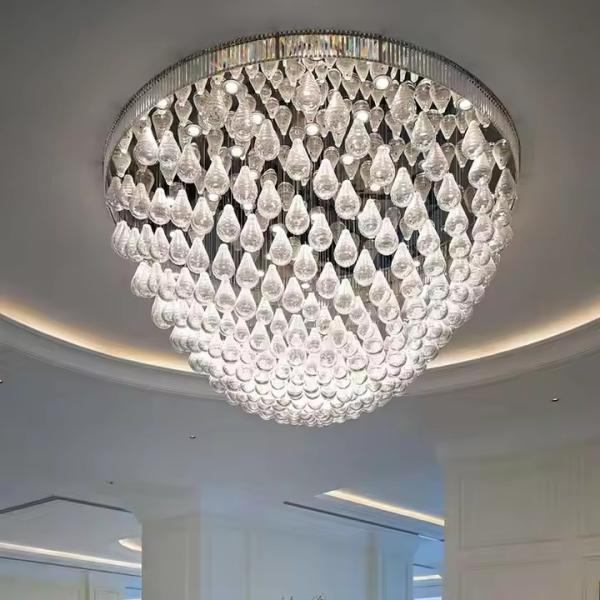 Custom Large Modern Simple Hand Blown Glass Pendant Light Nordic Creative Ceiling Lamp For Hotel Lobby Restaurant