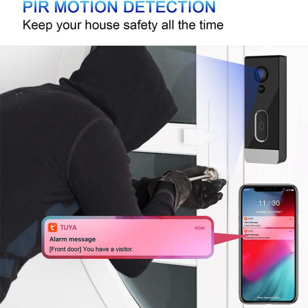 Night Vision Camera 1080P HD IP65 Waterproof Improved Motion Detection Wifi Video Doorbell