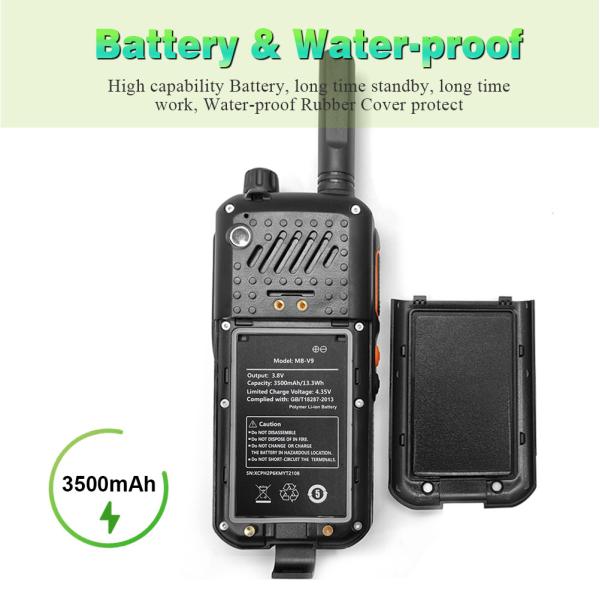 Portable 4G IPX-3 Waterproof Two Way Radio with 3500mAh Battery and Android Wifi Zello POC Push to Talk
