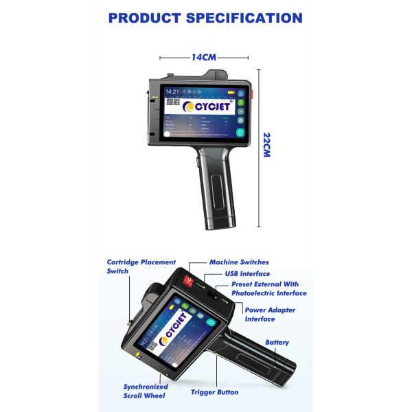 Wireless Cycjet Smart 1-2L Handheld Inkjet Gun for Carton & Box Printing