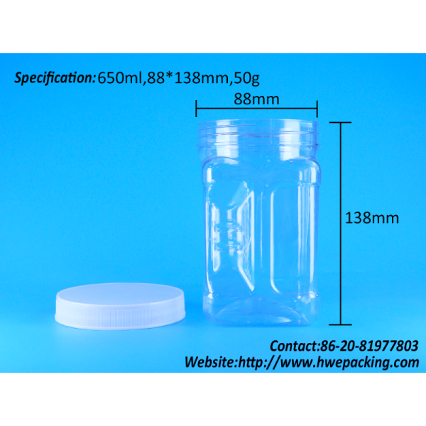 Sesame Cornmeal Filling Biscuit PET Transparent Plastic Screw Lids Square Grip Jars Bpa Free