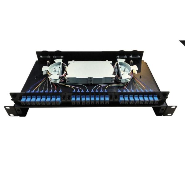 1U SC Simplex 24 Ports ODF Fiber Optic Patch Panel 2 Splice Tray FTTH FTTX