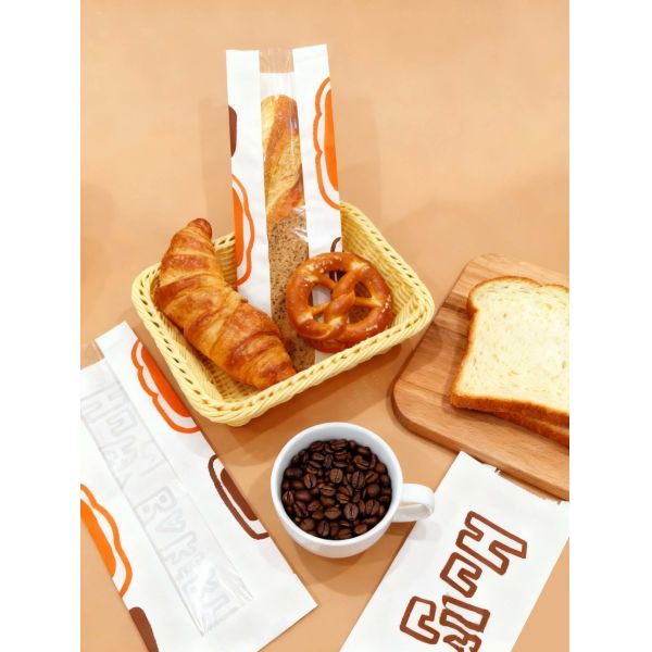 Window Flat Satchel Bag kraft bread bags with transparent window designed for bakery packaging and sustainable recycling