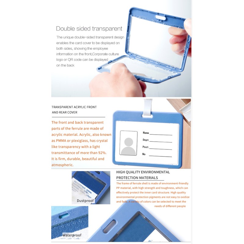 Acrylic Custom Hard Plastic Double-Sided Clear ID Card Holder