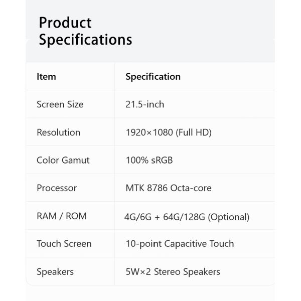 MJK 27" Portable Smart TV Android 13 Smart Display Touch Screen LED Backlight FHD 12V DC for Business/Home Use