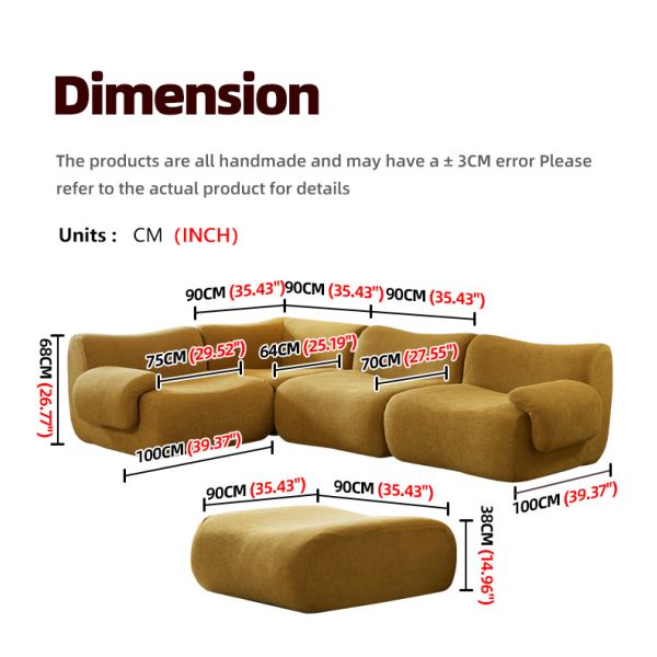 Custom Minimalist Sectional Corner Sponge Sofa Vacuum Compressed Sofa Set Three-Seat Modular Sectional Living Room Could Couch