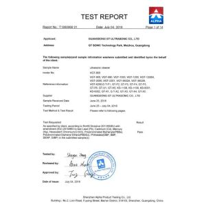 Guangdong GT Ultrasonic Co.,Ltd Certifications