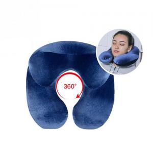 China Portable Inflatable U Shape Flight PVC Flocking Travel Pillow Neck Blow Up Cushion on sale