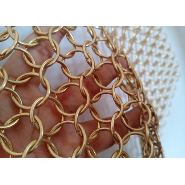 12mm Custom Metal Mesh Chain Mail Curtains Stainless Steel Gold Color
