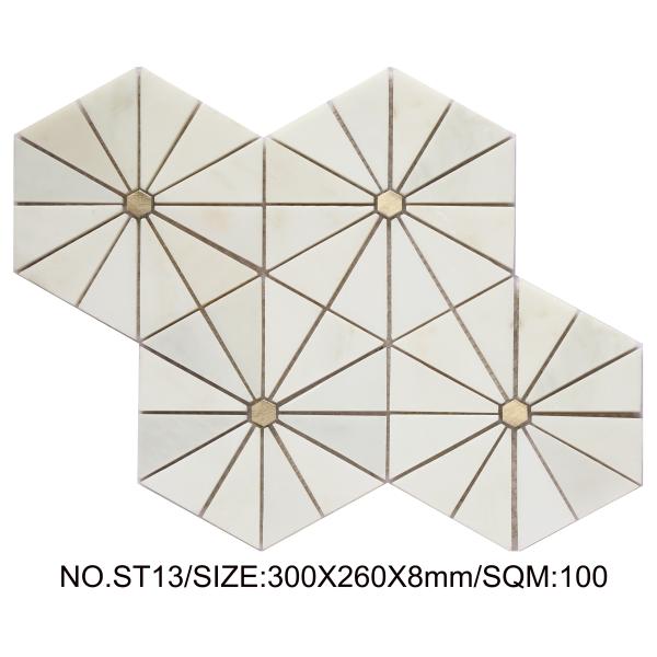 Waterproof Beige 300x260mm Natural Stone Mosaic For Building and Swimming Pool
