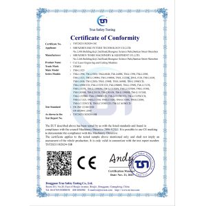 Shenzhen Temei Machinery Equipment Co., Ltd. Certifications