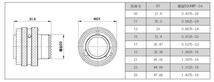 Aerospace Circular Connector HE308-06T11-35SN7 Female Socket With 13 Pin Connector