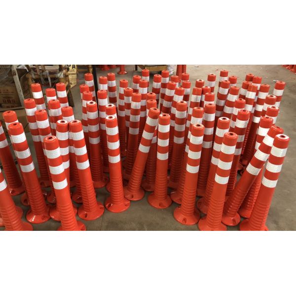 Warning Spring Post PU 750mm Orange Flexible Traffic Bollard Reflective Delineator Post