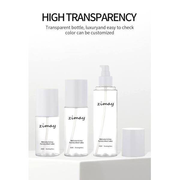 100ml Transparent White Cosmetic Lotion Bottle Cylinder Shape