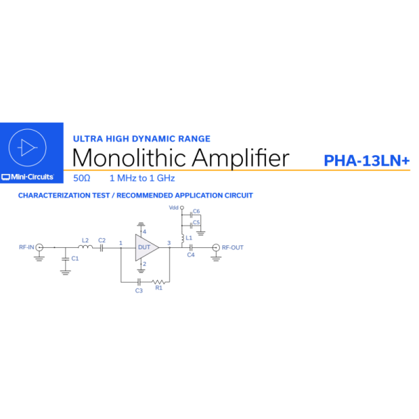 PHA-13LN+ SMT MMIC, Low Noise, Medium Power, Linear, pHEMT Amplifier,