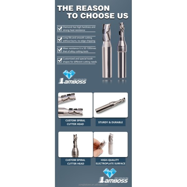 Lamboss PCD Router Bits Industrial Grade Solid Carbide CNC Router Bit Compression Cut End Mill Bit