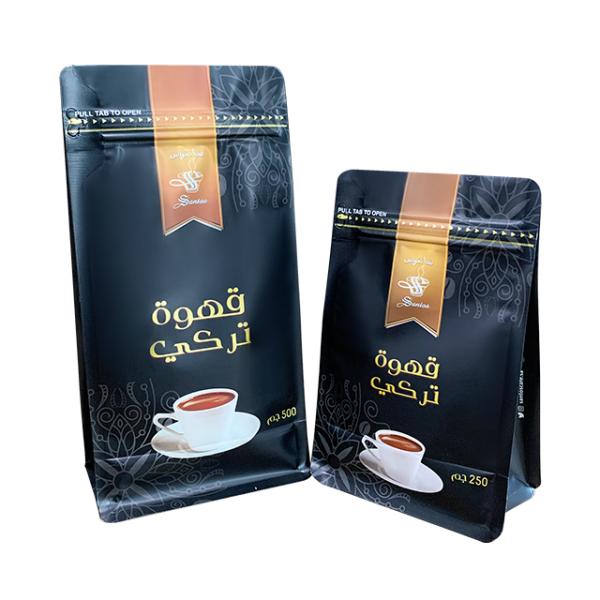 High Quality Flat Bottom Pouch Aluminum Foil With One Side Zipper Valve Coffee Bag