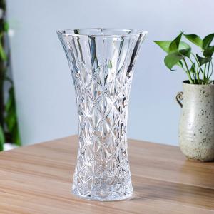 Wholesale 30cm Tall Glass Flower Vase Clear Pressed Glass Material For Indoor / Outdoor from china suppliers