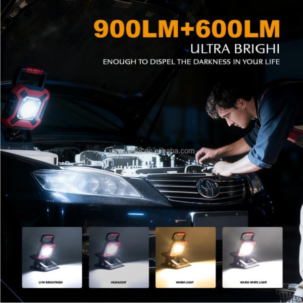 High-bright LED Charging Work Lamp with Magnet on the Bottom, Foldable Auto Repair Lamp, Cross-border Hot Sale 2025 New Model
