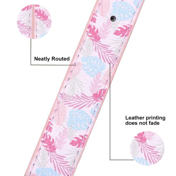 Custom Printed Harness Leash Set Pu Leather Dog Collar Leash Set