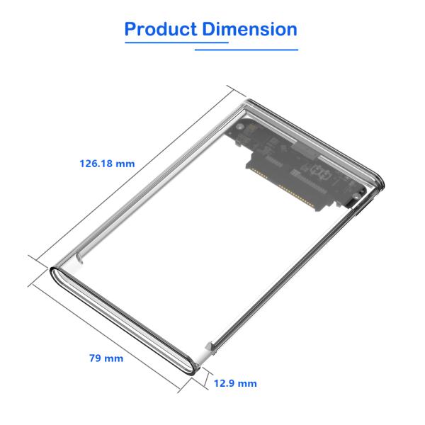 Transparent 2.5 Inch SATA III HDD SSD External Hard Drive Case USB 3.0