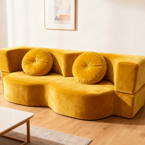 2025 New Vacuum Packed Fabric Compressed Sofa Bed 2-in-1 Convertible Foldable Modern Villa Sofa for Hotel Reception