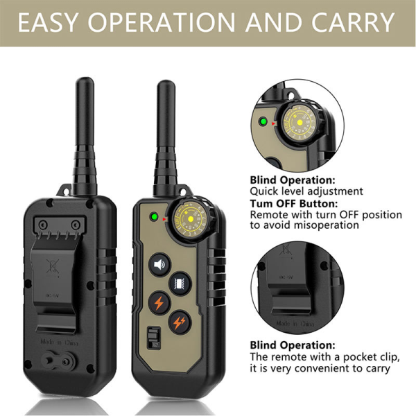 Intelligent Rechargeable Eco-friendly Nylon Plastic Waterproof IP67 Remote Control Dog Trainer Electric Shock Collar Barking
