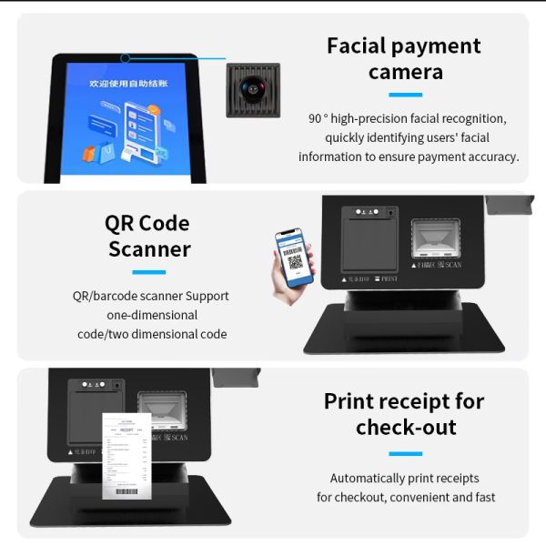 21.5 23.8 Inch Touch Screen Self Service Kiosk Food Ordering Kiosk for Restaurant Information Checking Payment Terminal Kiosk