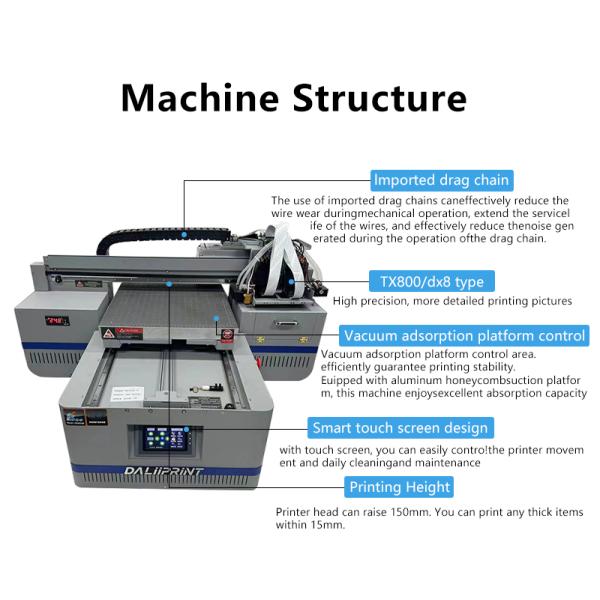Multifunctional LED UV Flatbed Printer C+W+Varnish Small 4060 A2 Size Uv Dtf Sticker Pen Bottle Phone Case Printer