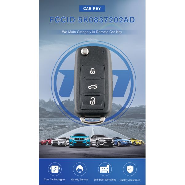 Flip Auto Key Shell Cover 3 Buttons 5K0837202AD