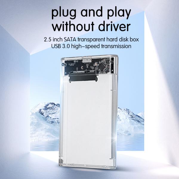 2.5" Hard Drive Enclosure Transparent Mobile Hdd SSD Case Portable Hardisk