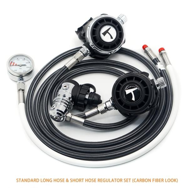 Short Hose Sidemount Scuba Diving Regulator Set Customizable For Underwater Diving