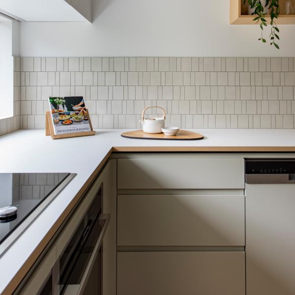 Light Green Melamine Kitchen Cabinet Handless Kitchen Cabinet