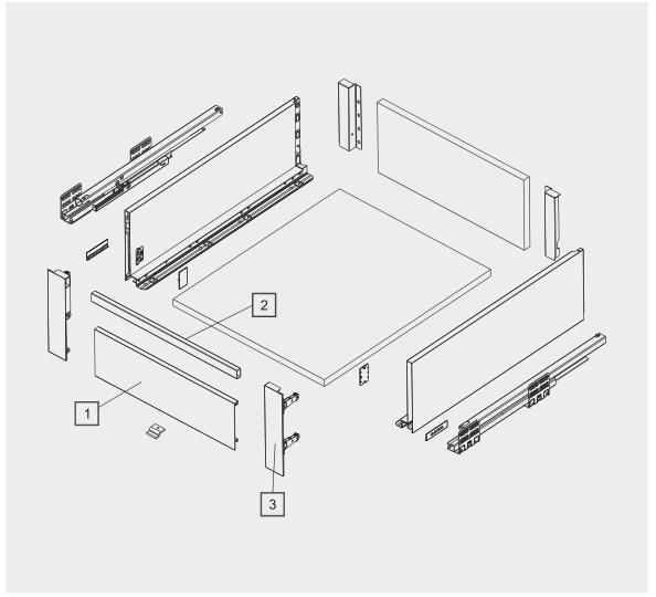 High Drawer Tandem box Self closing cold rolled steel 300-550mm