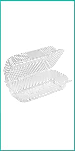 Disposable Plastic To Go Containers With Clear Lids Fancy Hinged Top Square Clamshell Food Boxes For Take Out