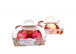 Take Out Fruit Paper Box , Vegetable Cardboard Boxes With Handle