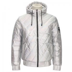 China Mens Shiny Silver Winter Padded Hoodie Jackets 100% Polyester PU coating face on sale