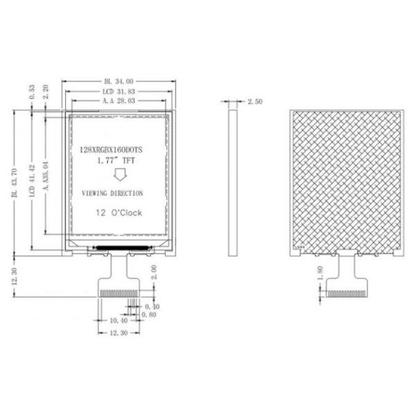 1.77 Inch TFT LCD Screen with 128x160 Resolution SPI Interface and Optional Touch Screen