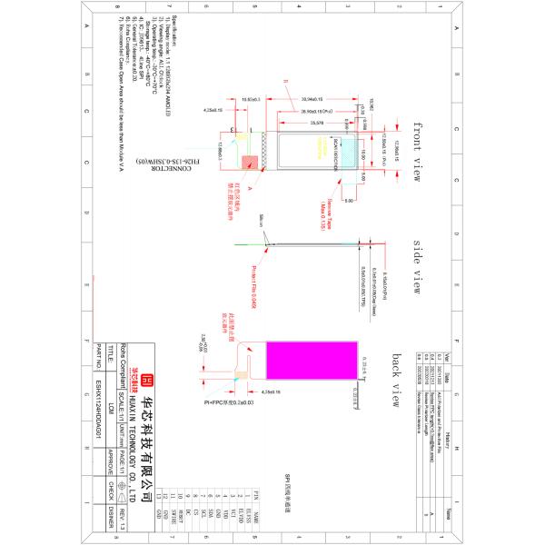 1.12 inch AMOLED display 126X294 dots 3-wireSPI/4-wireSPI interface driving IC JD9613