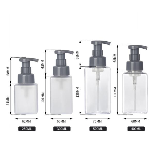 Recycled PET Cosmetic Foam Bottle Transparent Multiusage 60mm width