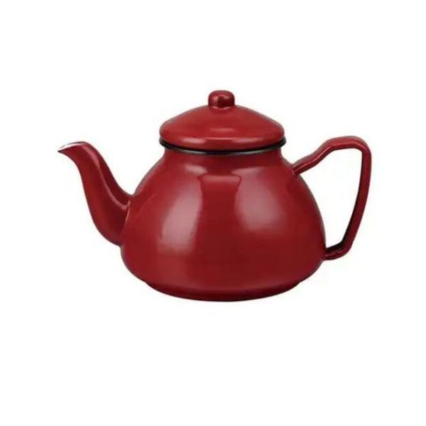 Thickness 0.8mm Enamel Coffee Teapot 800ml Round Shape Tea Pot with High Temperature Logo Printing Technique