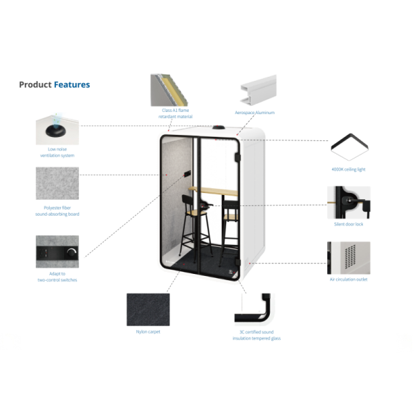 Quick Disassembly Sound Proof Studio Booth Orange / Yellow / Blue Mobile Sound Booth