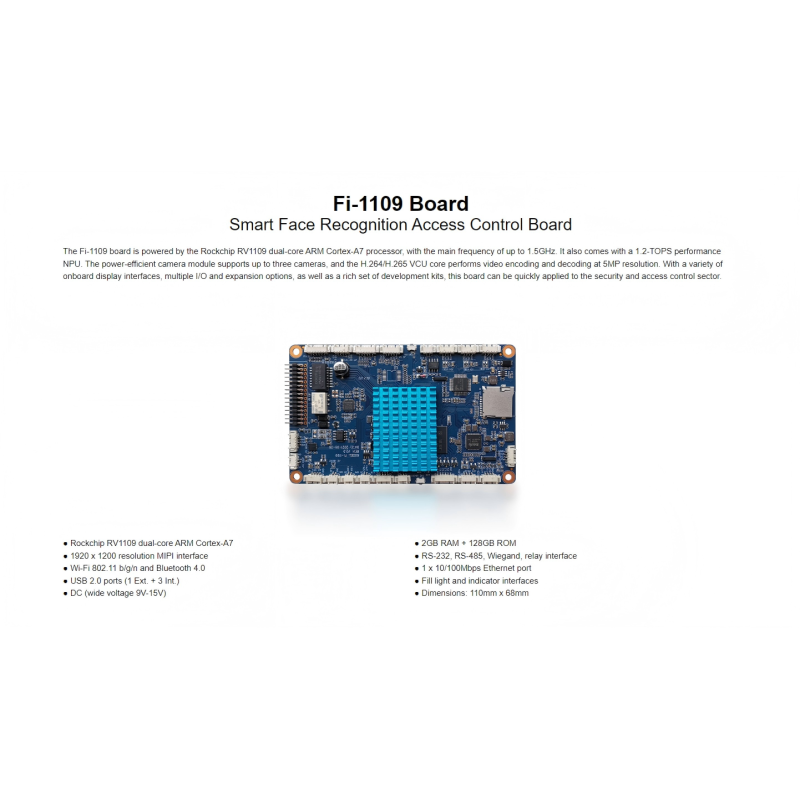 Fi-1109 Face Recognition Access Control Motherboard Wiegand, relay interface