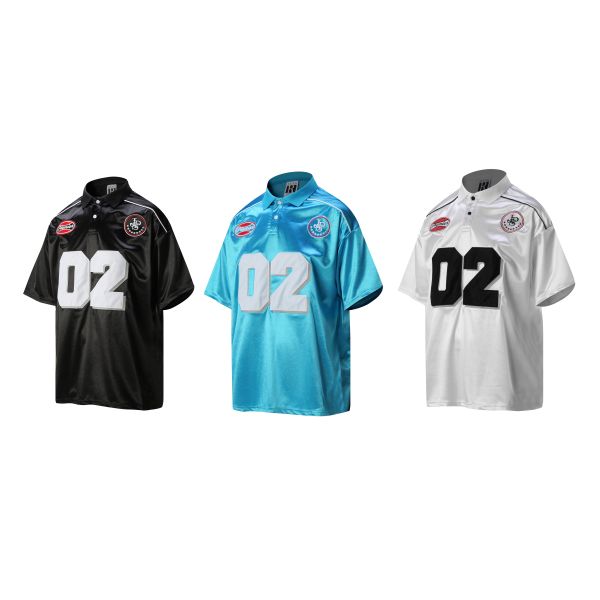 Custom 100% Polyester Woven ODM Baseball Short Sleeve Sky Blue Embroidered Breathable Reflective Hip Hop Street Dance T-shirt