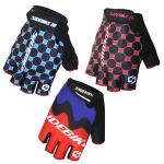 China Outdoor Sports Bike Half Finger Gloves Customized Label Bright Color Printed for sale