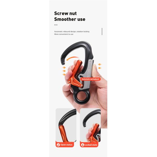 Aluminum Alloy 23kN Snap Hook Locking Carabiner for Heavy Duty Climbing Applications