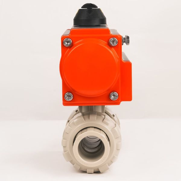 PPH Double Union Socket Pneumatic Ball Valve Corrosion Resistant Plastic Ball Valve for Chemical Sewage Pipeline